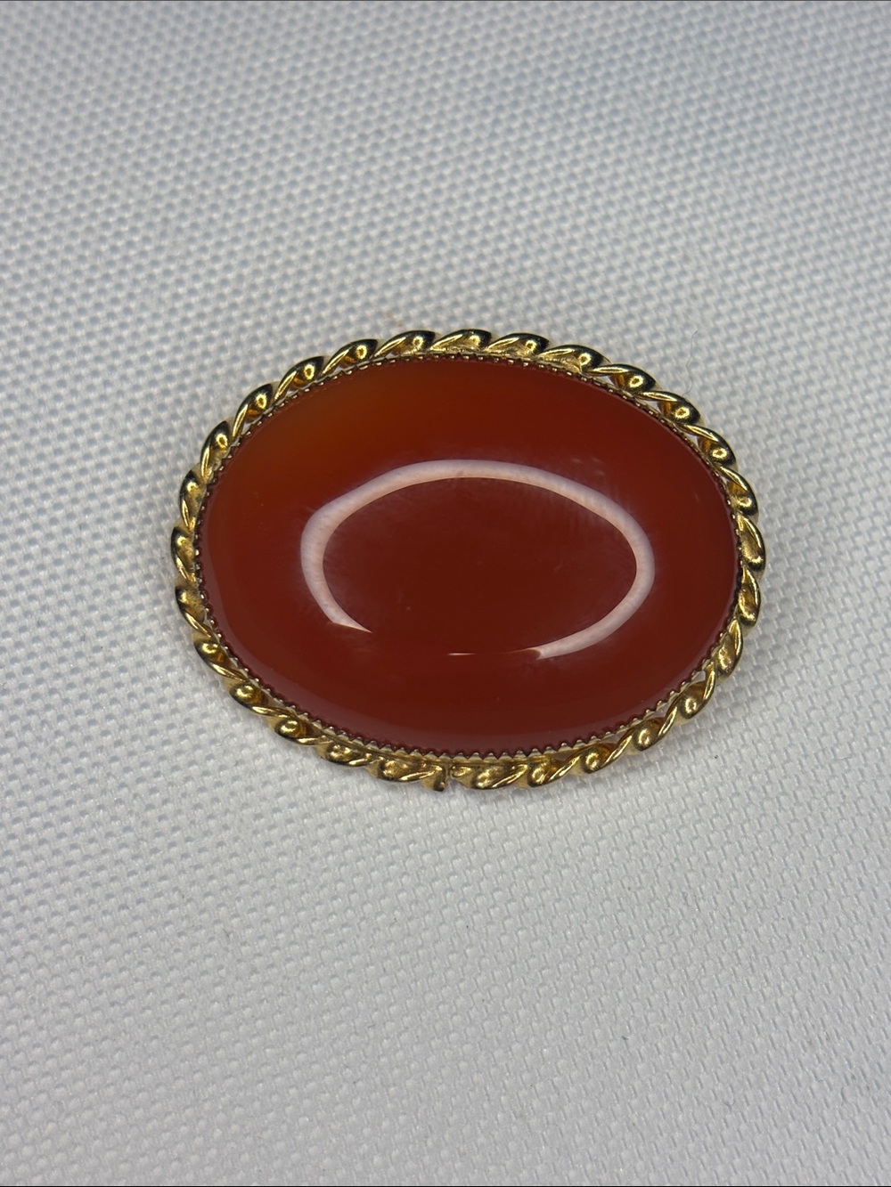 Carnelian stone Oval shaped 1.5” small brooch
